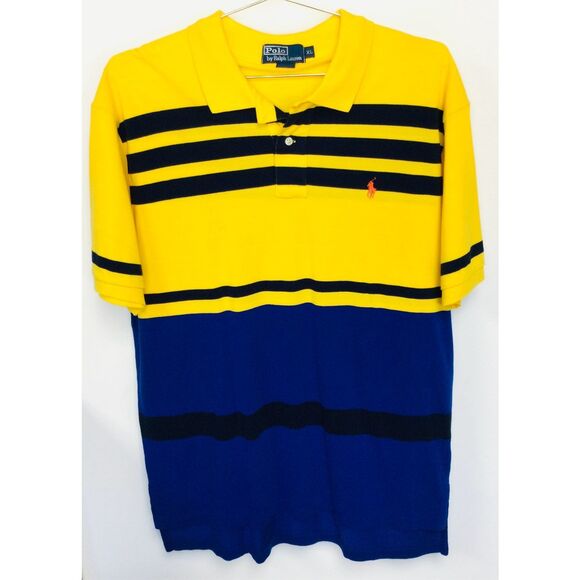 Polo Ralph Lauren Other - Polo by Ralph Lauren Men's Yellow Blue Striped Short Sleeve Polo Shirt Size XL